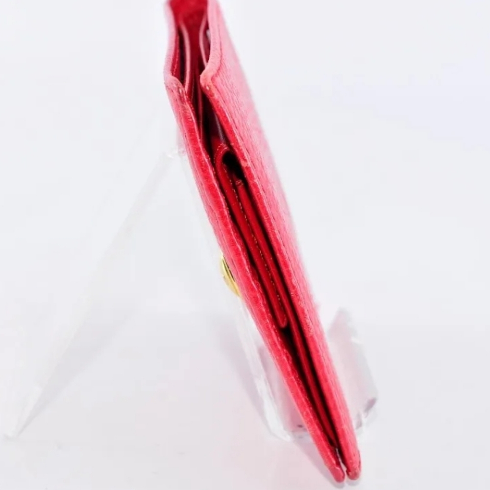 CHRISTIAN DIOR LOG PLATE BIFOLD RED LEATHER WALLET - Picture 5 of 13